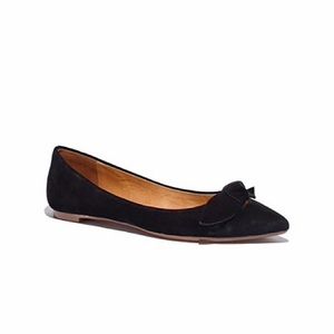 Madewell Black Suede Bow Skimmer flats Shoe Size 8